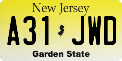 NJ license plate A31JWD