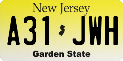 NJ license plate A31JWH