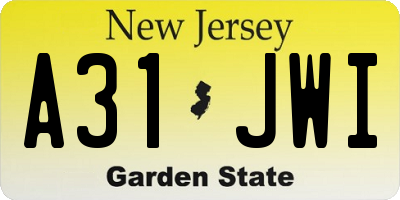 NJ license plate A31JWI