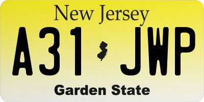 NJ license plate A31JWP