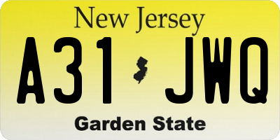 NJ license plate A31JWQ