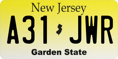 NJ license plate A31JWR