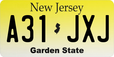 NJ license plate A31JXJ