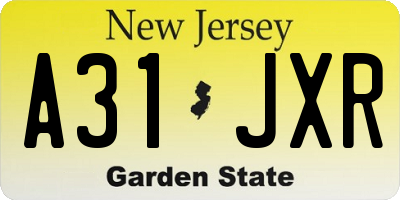NJ license plate A31JXR