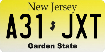 NJ license plate A31JXT