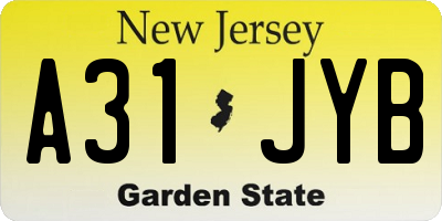 NJ license plate A31JYB