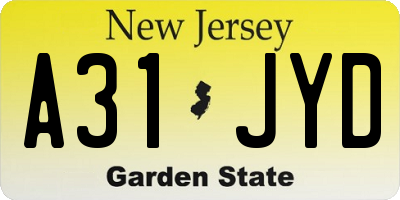 NJ license plate A31JYD