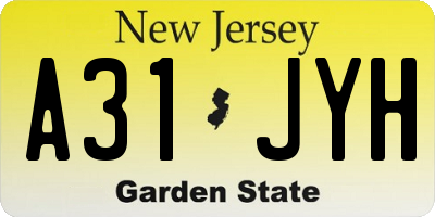 NJ license plate A31JYH