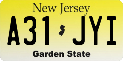 NJ license plate A31JYI