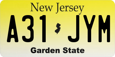 NJ license plate A31JYM