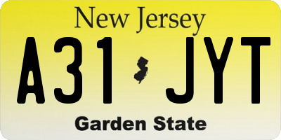 NJ license plate A31JYT