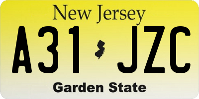 NJ license plate A31JZC