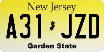 NJ license plate A31JZD