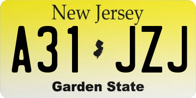 NJ license plate A31JZJ