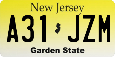 NJ license plate A31JZM
