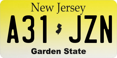 NJ license plate A31JZN