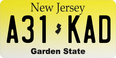 NJ license plate A31KAD