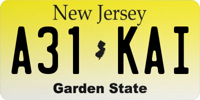 NJ license plate A31KAI