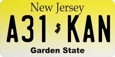 NJ license plate A31KAN