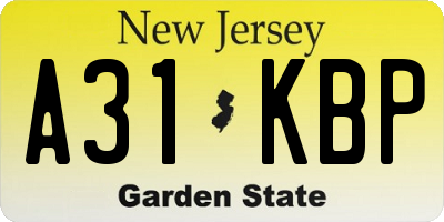 NJ license plate A31KBP