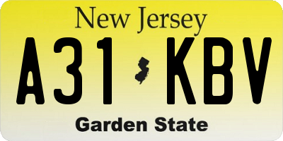 NJ license plate A31KBV