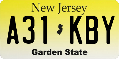 NJ license plate A31KBY