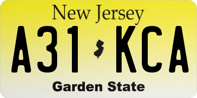 NJ license plate A31KCA