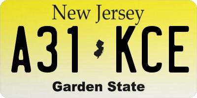 NJ license plate A31KCE