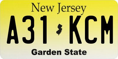 NJ license plate A31KCM