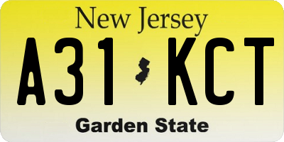 NJ license plate A31KCT