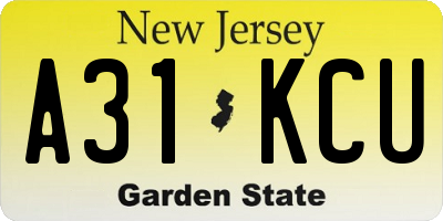 NJ license plate A31KCU