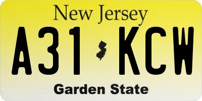 NJ license plate A31KCW