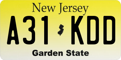 NJ license plate A31KDD