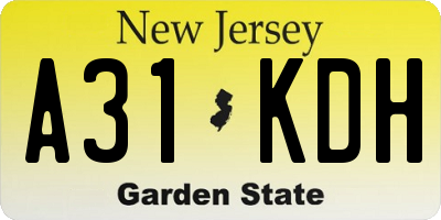 NJ license plate A31KDH