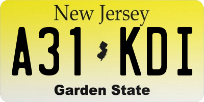 NJ license plate A31KDI