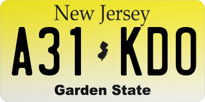 NJ license plate A31KDO