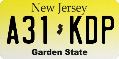 NJ license plate A31KDP