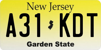 NJ license plate A31KDT