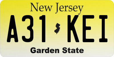 NJ license plate A31KEI