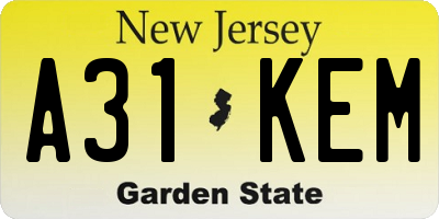 NJ license plate A31KEM