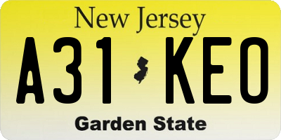 NJ license plate A31KEO
