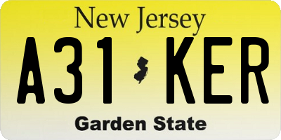 NJ license plate A31KER