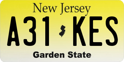 NJ license plate A31KES