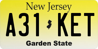 NJ license plate A31KET