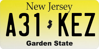 NJ license plate A31KEZ
