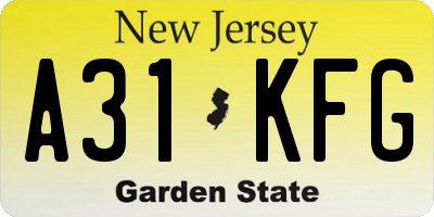 NJ license plate A31KFG