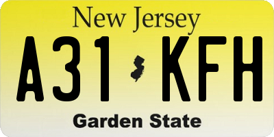 NJ license plate A31KFH
