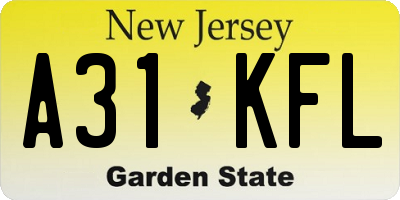NJ license plate A31KFL