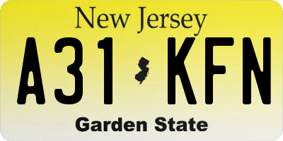 NJ license plate A31KFN
