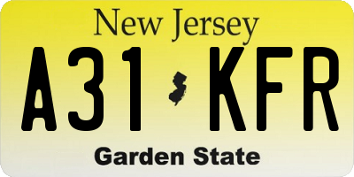 NJ license plate A31KFR